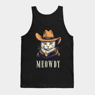 Funny Cat Cowboy Cowgirl Meow Howdy Meowdy Tank Top